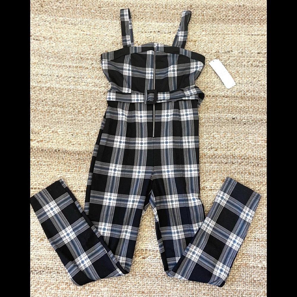 NWT ALMOST FAMOUS PLAID FULL LENGTH JUMPSUIT - Picture 4 of 4